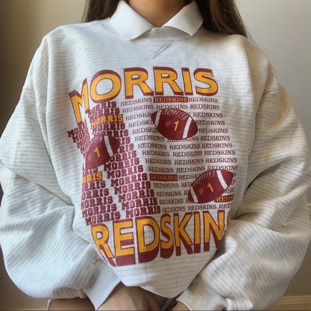 White and Red Women's Crew Neck Sweater